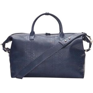 Lulu Dharma Blue Vegan Leather Duffel Bag for Women & Men - Carry-On Luggage